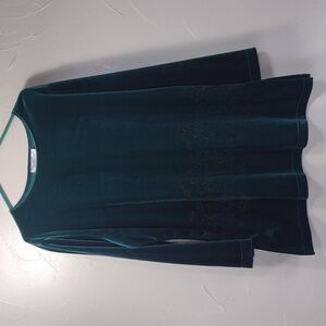 Diane Von Furstenberg Green Velvet/Velour Tunic Top Women's 1X